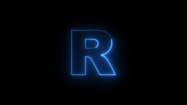 Neon rand icon animation. Glowing neon rand money icon, looped animation. rand currency sign, bank, Business and finance conceptual neon rand. neon blue rand currency on black background.