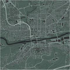 Map of Bethlehem in Pennsylvania in a smooth dark style. Contains layered vector with roads water, parks, etc.