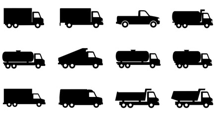 set of trucks silhouettes