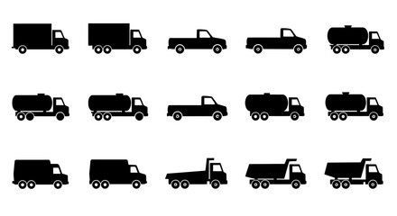 set of trucks silhouettes