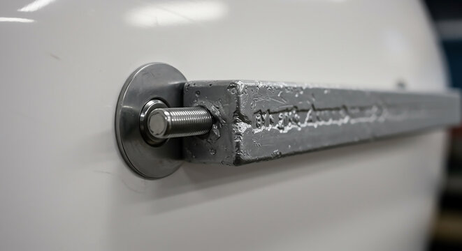 Close-up of a Pristine Zinc Anode Handle on a Yacht, Ensuring Corrosion Protection for Marine Vessels