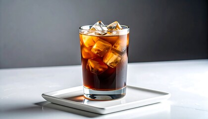 Iced coffee in a glass, close-up