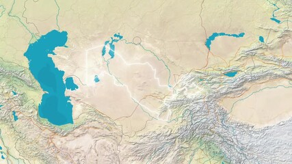 Zoom In On Stylized Map Uzbekistan - Powered by Adobe