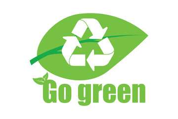 Green leaf with recycle symbol promoting eco-friendly and sustainable environment message. eps 10
