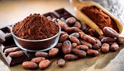 dark chocolate bar cocoa beans cocoa powder delicious treat