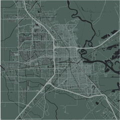 Map of Beaumont in Texas in a smooth dark style. Contains layered vector with roads water, parks, etc.