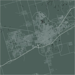 Map of Odessa in Texas in a smooth dark style. Contains layered vector with roads water, parks, etc.