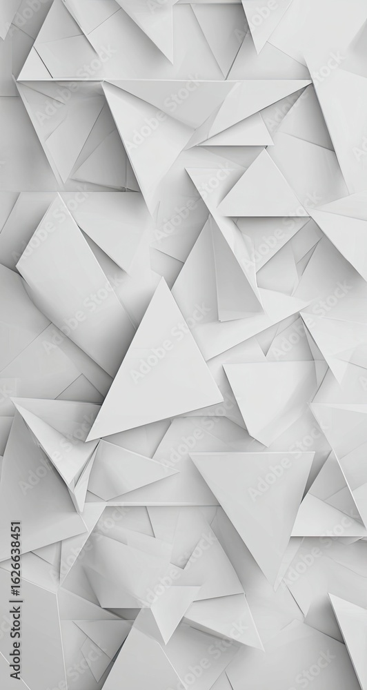 Poster abstract geometric pattern of many overlapping white triangles and quadrilaterals