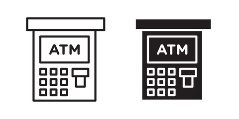 ATM machine icon, outline style icon for web site or mobile app, vector graphics