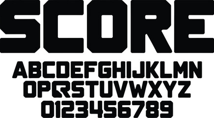 Bold Octagonal Block Font - Sports Jersey, Scoreboard, and Athletic Typography Alphabet and Numbers Set