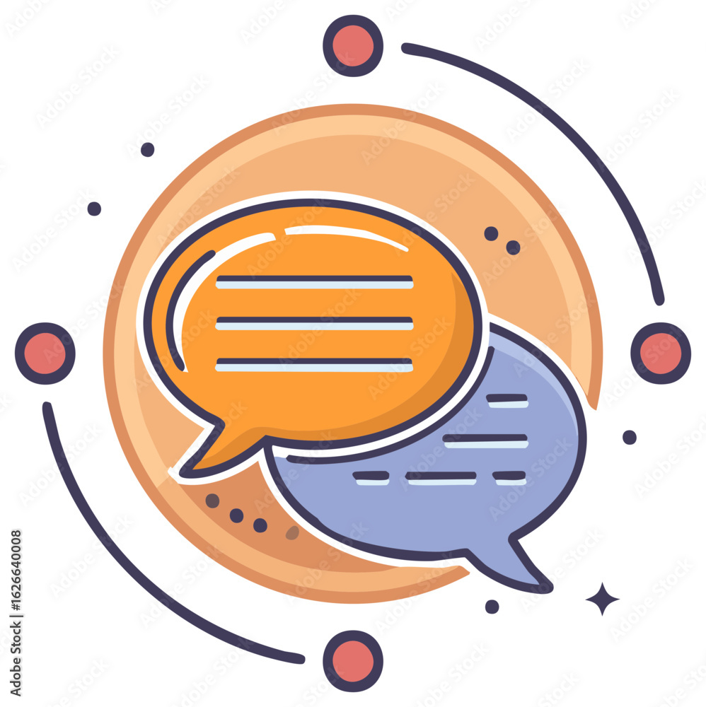 Poster colorful speech bubble conversation communication icon with network elements