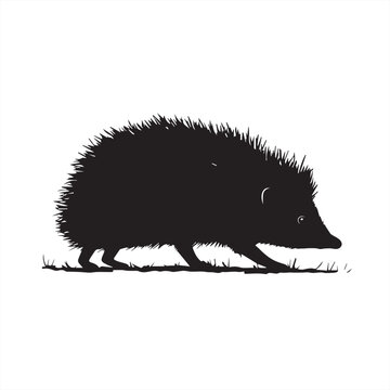black hedgehog walking on grass clip art preview