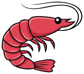 Vibrant Red Cartoon Shrimp Vector Illustration Isolated Marine Life Creature