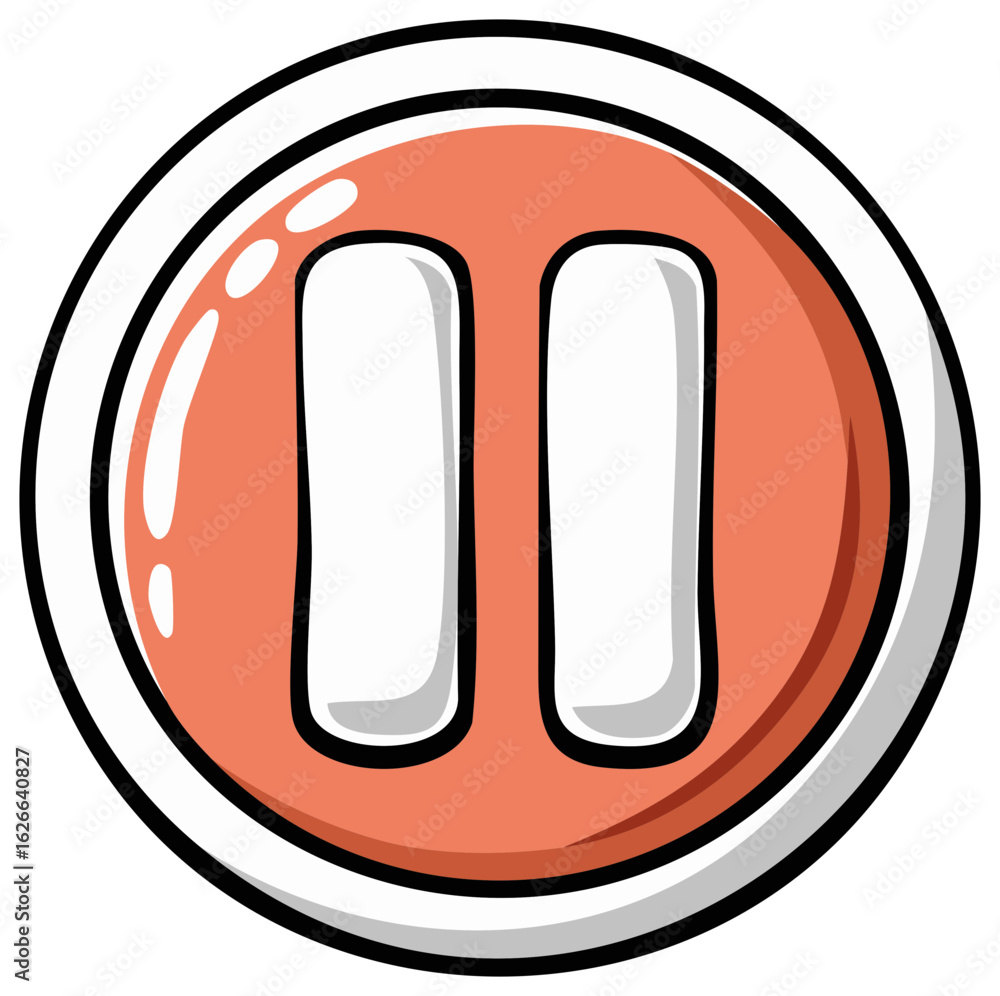 Aufkleber cartoon pause button icon in circle stop symbol media player playback ui