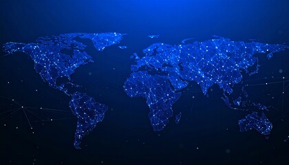 Global Network World Map, Digital Connectivity Communication