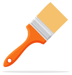 Vibrant orange paint brush icon for home improvement and creative art illustration