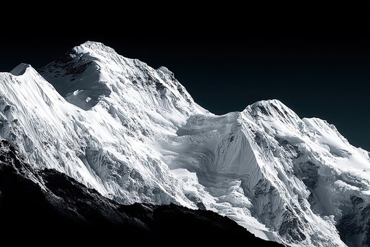 Snowy mountain peaks, dramatic lighting - Powered by Adobe