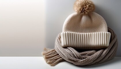 knitted hat and scarf mockup