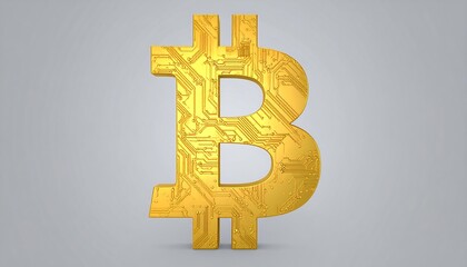 Gold Bitcoin symbol with circuit board texture (1)