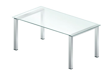 Clear glass top table with simple metal frame