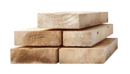 Stack of light beige wooden beams