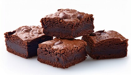 chocolate brownies on a isolated white background