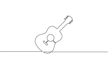 Continuous Line Drawing of Guitar Icon. eps 10.