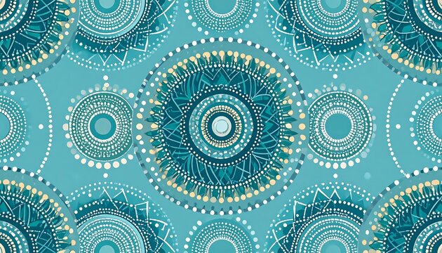 Teal and gold circular pattern - Powered by Adobe
