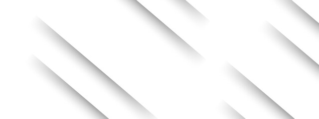 Abstract clean white background with diagonal cut-out lines and soft shadows. Minimalist, geometric grayscale color palette, modern elegance. Layered paper, folded surfaces with presentation template