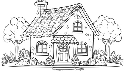 Obraz premium Cute cottage, black and white