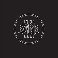  AI Brain Chip Logo | Minimalist Technology & Data Icon