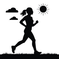 Silhouette of a woman jogging outdoors