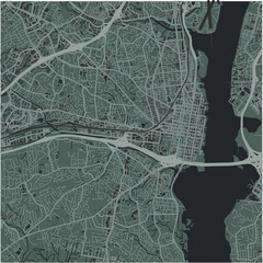 Map of Alexandria in Virginia in a smooth dark style. Contains layered vector with roads water, parks, etc.