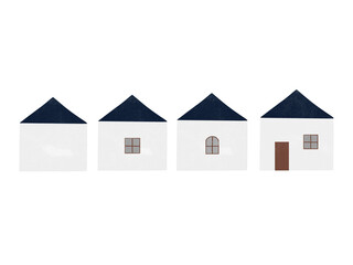 手描きの家のイラストのセット