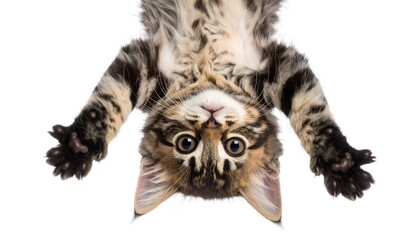 Cute kitten upside down