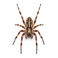A spider with a brown body and long hairy legs, creating a detailed macro image,