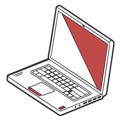 Vector Flat Color, Laptop, Isolated on White Background