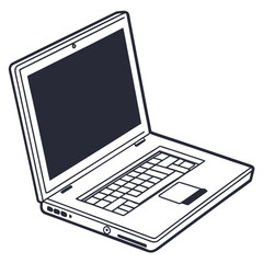 Vector Flat Color, Laptop, Isolated on White Background