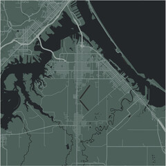 Map of Superior in Wisconsin in a smooth dark style. Contains layered vector with roads water, parks, etc.