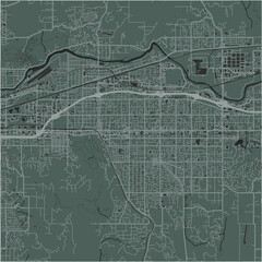 Map of Spokane Valley in Washington in a smooth dark style. Contains layered vector with roads water, parks, etc.