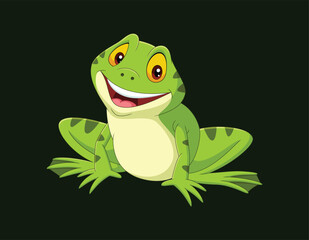 Cartoon happy frog on white background Vector