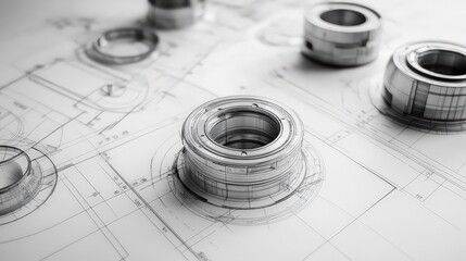 Detailed Technical Drawings of Unique Bearings in 3D Representation