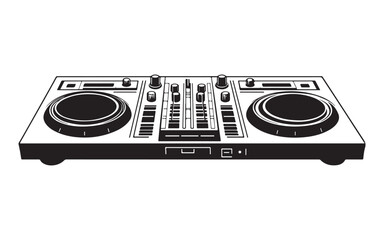 DJ Mixer Deck Silhouette Vector  Turntable Console Music Equipment Art