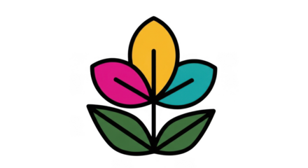 Colorful flower vector icon design isolated on transparent background