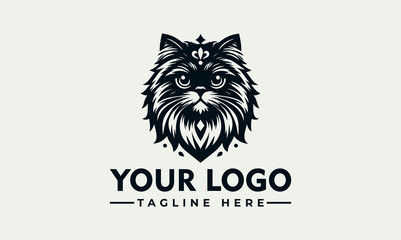 Stylized cat head with a crown, presented as a logo design on a light background.