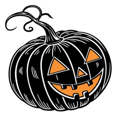 halloween black pumpkin on white background vector