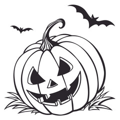 halloween pumpkin and bats vector silhouette 