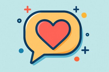 Heart shaped speech bubble expressing love, radiating warmth and connection through digital communication, symbolizing emotional support in social media interactions