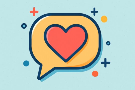 Heart shaped speech bubble expressing love, radiating warmth and connection through digital communication, symbolizing emotional support in social media interactions - Powered by Adobe