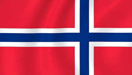 Fototapeta premium Norwegian flag with red field, white-outlined blue Nordic cross—symbol of freedom, heritage, and unity.